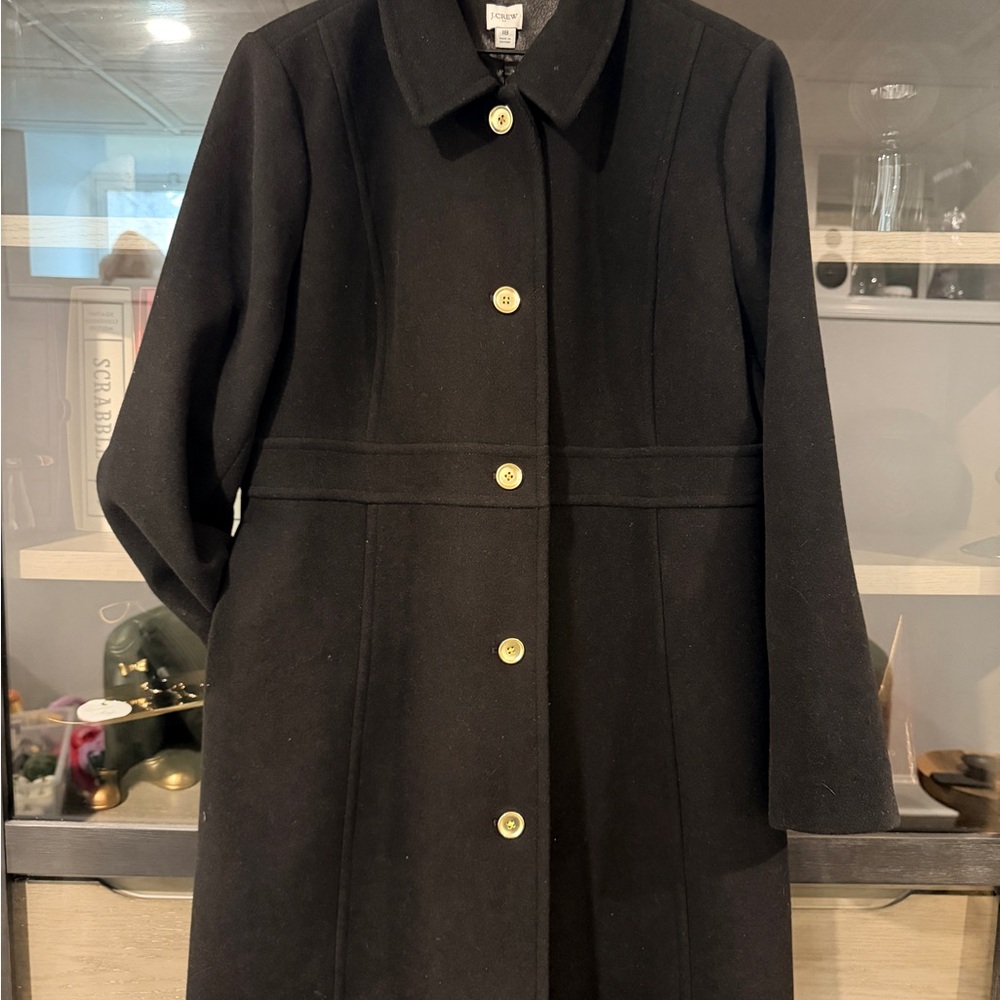 J. Crew Black Trench Coat with Gold Buttons